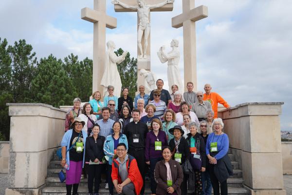 Arkansas Catholic hosted the pilgrimage to Spain and Portugal with spiritual director Father Tony Robbins of Hot Springs (center). Pilgrims came from Conway, Pocahontas, Bella Vista, North Little Rock, Little Rock, Fayetteville, Mena, Paris and Morrilton.