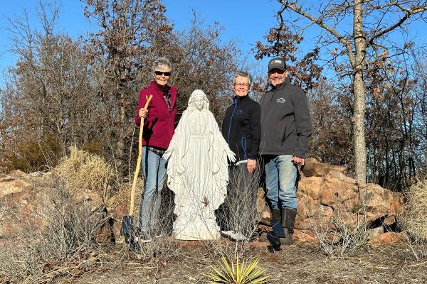 Former Arkansans Betsy McNeil (left) and Judene and Loren Kuszak are leading the new Our Lady of Grace Retreat Center in Stillwater, Okla., about 188 miles from Rogers. Courtesy Betsy McNeil.