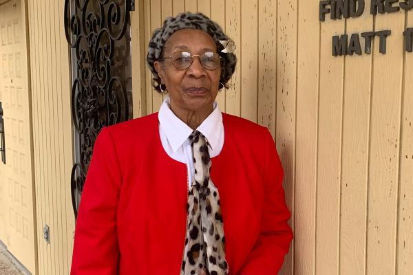 Ethel Baker, 80, stands outside St. Augustine Church in North Little Rock. Baker says being involved in her church helps her keep moving. Courtesy Debrah Mitchell.