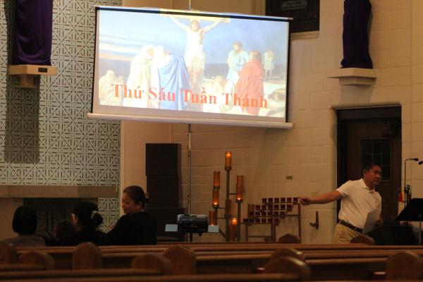 Parishioners gather for a Vietnamese Good Friday service at St. Patrick Church in North Little Rock March 29. (Katie Zakrzewski)